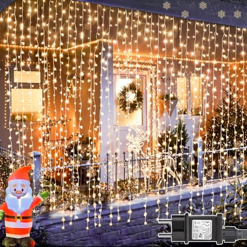 yowin Lichtervorhang Innen 3m x 3m 300 LED Lichterketten Vorhang mit Stecker, 8 Modi Weihnachtsbeleuchtung IP65 Wasserdicht Lichterkette Fenster für Außen Weihnachten Schlafzimmer Balkon Diwali Deko von yowin