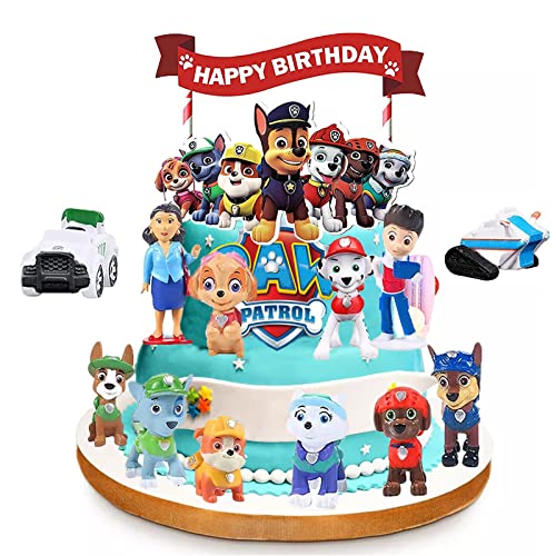 ysister Paw Patrol Tortenfiguren,15 Stück,Paw Dog Patrol Cake Topper,Happy Birthday Cake Toppers,Kuchen Deko,Paw Dog Patrol Birthday Party Supplies,Party Torte Deko Supplies für Kinder von ysister