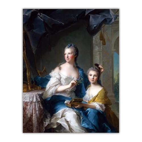 ytonghao Jean-Marc Nattier „Madame und ihre Tochter“ Leinwand-Ölgemälde, Druckkunst, dekorative Wanddekoration, Heimdekoration, 40 x 60 cm, rahmenlos von ytonghao