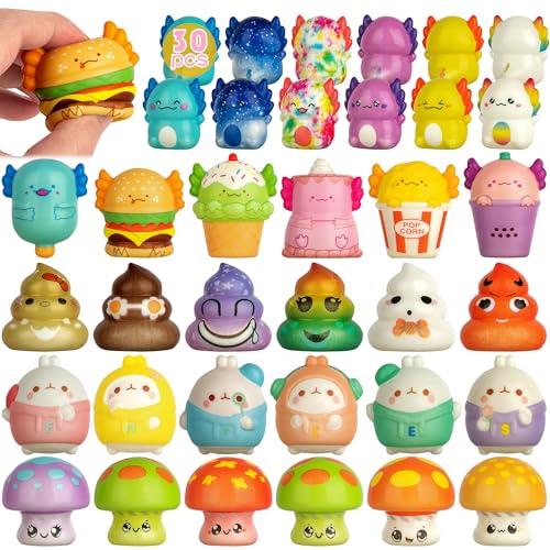 30 Squishy Toys Set, Squeeze Toy Tier, Anti Stress Fidget Spielzeug, Stress Relief Squishies, Mitgebsel Kindergeburtstag, Geburtstag Mitgebsel Kinder, Party Gastgeschenke von yuechen