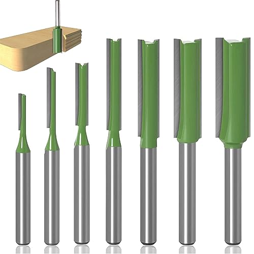 Yuentoen 7 Stück Nutfräser,Fräser für Oberfräse 6mm Schaft,Gerade Oberfräsen Bits Set,Nutenfräser Router Bit, für Holz Fräser Schneiden Nutfräsen (3mm-12mm) von yuentoen