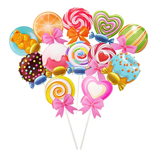 yueton 24 Stück süße süße Süßigkeiten-Lutscher-Eiscreme-Cupcake-Topper Candyland-Themen-Kuchendekorationen für Babyparty, Geburtstag, Hochzeit, Party, Weihnachten usw von yueton