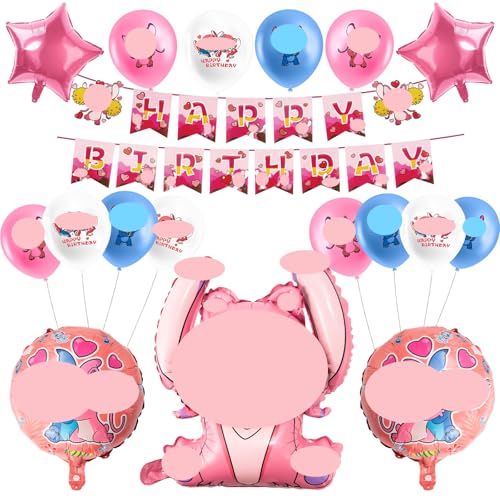 18-teiliges Set mit rosa Engelsballons, 12 Latex-Luftballons, 5 Aluminiumfolienballons, 1 Happy Birthday-Banner, Themenparty-Zubehör für Mädchen und Jungen von yumcute