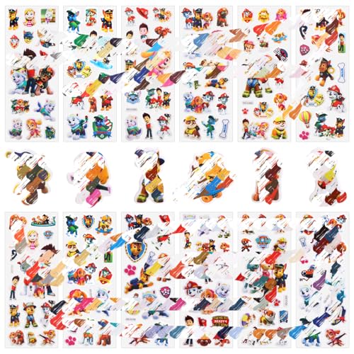 3D Aufkleber für Kinder, 12 Blatt Dog Sticker Set, 140+ Anime Stickers, 3d Sticker Kinder für Party Taschen, Kawaii Aufkleber Kinder, Wiederverwendbare Sticker Kinder für Mädchen Scrapbooking von yumcute