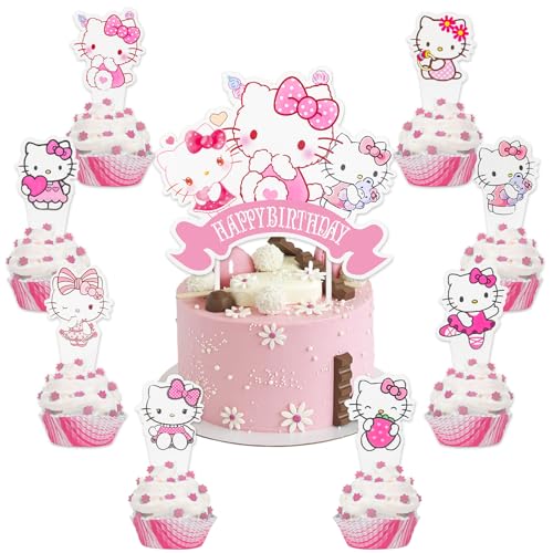 25 Stück Kuchen Deko Happy Birthday Tortendeko Cake Toppers Deko Geburtstag Jungen Mädchen Tortendek Birthday Party Dekoration Cartoon Cake Toppers zum Kinder (G) von yumcute