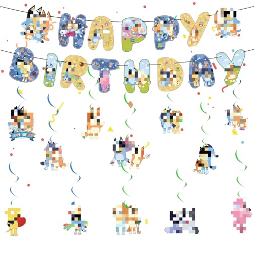 Happy Birthday Girlande Banner, Bunting Girlande Geburtstag Deko Junge Mädchen, Cartoon Geburtstag Banner Swirl Decorations, Party Dekoration für Kinder Kindergeburtstag Thema Party Happy Birthday Girlande Banner, Bunting Girlande Geburtstag Deko Junge Mädchen, Cartoon Geburtstag Banner Swirl Decorations, Party Dekoration für Kinder Kindergeburtstag Thema Party von yumcute