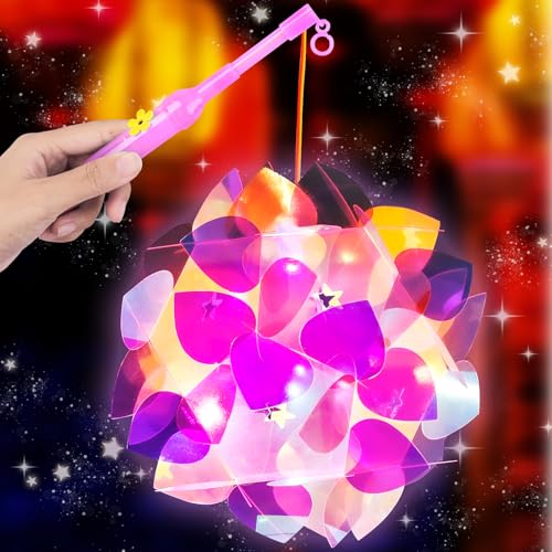 Laternenstab Kinder St Martin Laterne mit Laternenstab, Tragbare Bunt Laternen Bastelset, DIY Led Laterne Bastelset für Feste Geburtstage Martinsumzug Halloween Partys, mit Tutorial von yumcute