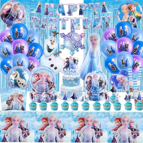 bxX1 105PCS Frozen Pappteller Kindergeburtstag Geburtstag Deko, Partygeschirr Geburtstagsdeko Set, Teller Servietten Tischdecke Set Partygeschirr Geburtstag Kindergeburtstag für 20 Personen von yumcute