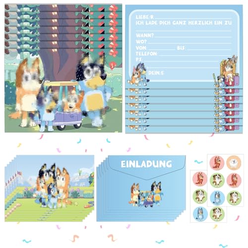 yumcute 12pcs Einladungen,Einladung Kindergeburtstag mit Umschlägen und Aufklebern Geburtstagsparty Einladungen,Partyeinladungen Einladungen Kinder für Mädchen und Jungen von yumcute