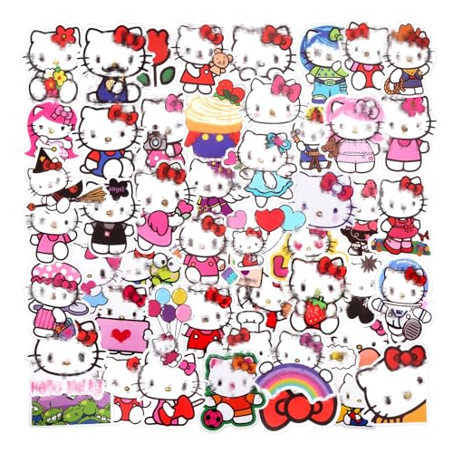 yumcute 50 PCS Sticker, Kawaii Katze Cute Cartoon Stickers Vinyl Kitty Wasserfest ästhetisch für Skateboard Gitarre Laptops Scrapbook Telefone Fahrrad Koffer für Teenager Jungen Mädchen Erwachsene von yumcute