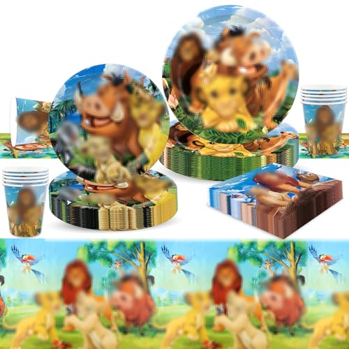 yumcute 51 PCS Lion-king Partygeschirr, Geburtstag Party Dekoration, Geburtstag Tischdeko, für Kinder Geburtstag Party von yumcute