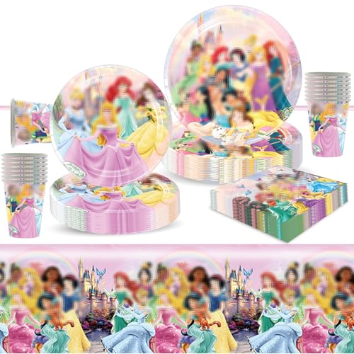 yumcute 51 PCS Princess Partygeschirr, Geburtstag Party Dekoration, Geburtstag Tischdeko, für Kinder Geburtstag Party von yumcute