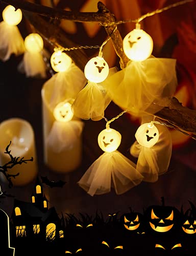 yumcute Halloween Lichterkette, Halloween Dekorationen, Geist-lichterkette, Batteriebetrieben, für Halloween, Gärten, für Dekorationen Outdoor Indoor 1er-Pack (Warmweiß) von yumcute