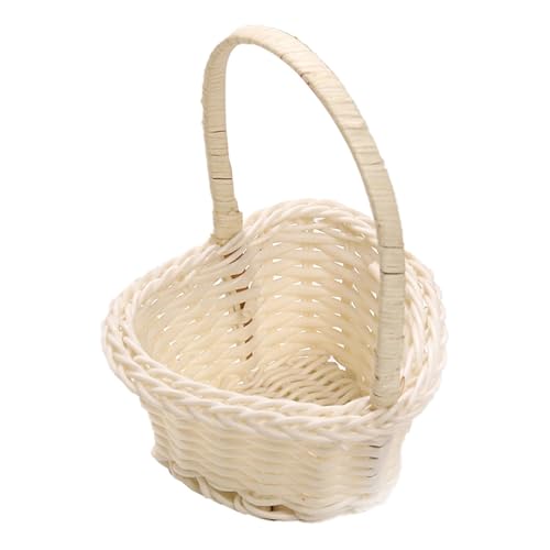 Geflochtener Blumenkorb, Rattan Blumenkorb, Wicker Blumenmädchen Korb für Hochzeiten, Handmade körbchen mit handhaben, Blumenmädchen Streukörbchen Streukorb für Hochzeit Parties von yupeuooe