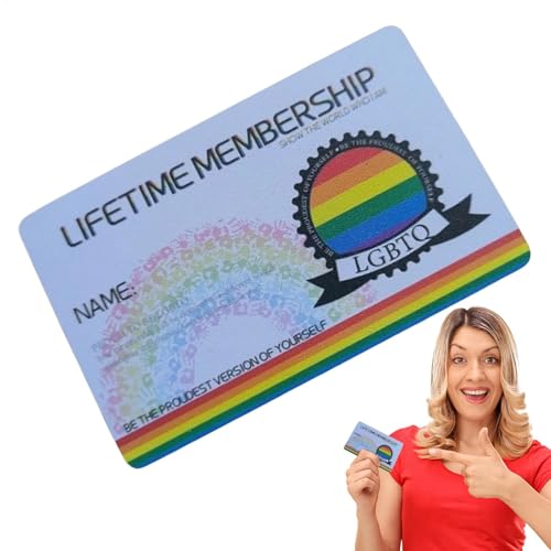 yupeuooe Rainbow LGBT -Karte, Gay Pride Card | Regenbogen LGBT Identity Card | Neuheit Community Begrüßungsgeräte, persönliche Informationsdaten, lustige Mondrequisiten von yupeuooe