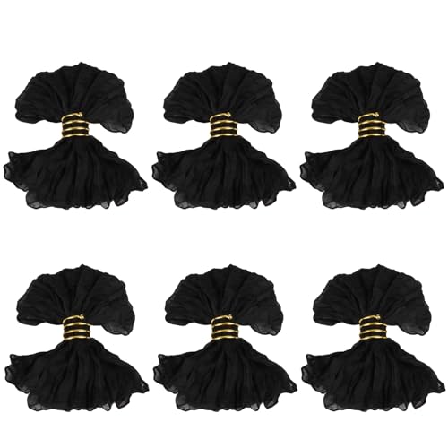 yuwqqoajv 6X Platz Plissee Bali Gaze Servietten Für Hochzeit Dekoration Hochzeit Party Dekoration Esstisch Dekoration Tischsets , Schwarz von yuwqqoajv