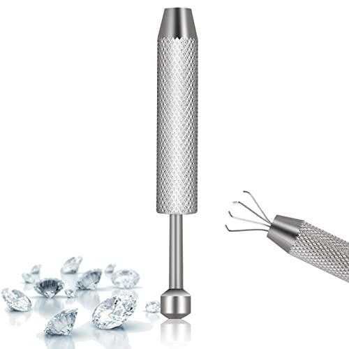 Prong Pinzette, Schmuckpinzette mit 4 Klauen, Edelsteine Grabber Schmuck Pick up Werkzeug, Diamant Edelstein Prong Catcher und Grabber, Ideal für Perlen Uhren und Brillen(Kurz) von YUYTE