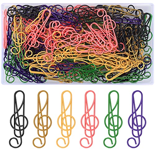 108 Stk Noten Büroklammern, Musiknoten Büroklammern, farbige Metall Dokumenten Büroklammern Halter Paper Clips für Schreibtisch, Büro, Schule, Foto, Lesezeichen, Büroklammern von ywchoshe