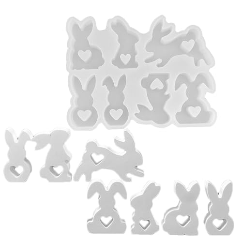 Silikonform Hase, Osterhase Silikonform, 3D Hasen Kerzenformen, Hohle Gießform Für Hasen-Ei Aus Kunstharz, Kuchendekorationsform Mit 7 Mulden Für Ostern-Mottopartys von yybng