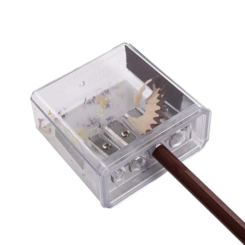 yztju Eyeliner-Spitzer, Carpenter-Bleistiftspitzer - Transparenter light weight mit Deckel - 4-Loch-Hand-Bleistiftspitzer mit langer Spitze, Schülerbedarf zum Skizzieren, Kohle, von yztju