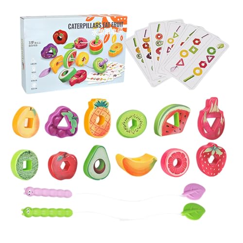 yztju Holzfäden Perlen Set - Bildungskügelchen, Monttessori Fine Motor Skills Toy | Kleine farbenfrohe Holzperlen mit Fäden, Vorschulrahmen -Lernaktivitäten für Toddllers, und Mädchen von yztju