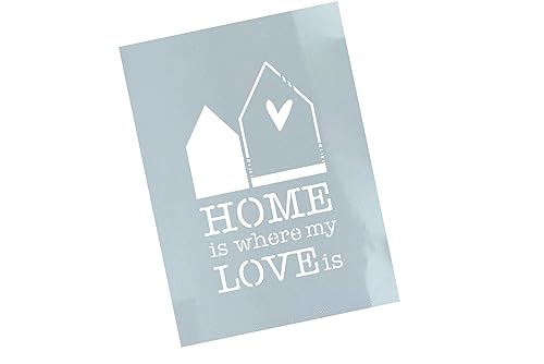 Schablone Home is where my love is - Textschablone Haus mit Herz Stencil Wandschablone - Malerei Airbrush Hausdeko Deko für Zuhause - zAcheR-fineT von zAcheR-fineT-design