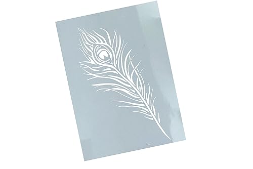 Schablone Pfauenfeder Pfau Feder - Wandschablone Stencil Federschablone Malschablone - Malerei Airbrush Küche Deko Scrapbooking - von zAcheR-fineT (DIN A3) von zAcheR-fineT-design