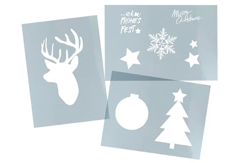 Schablonen Set x-mas Weihnachten - Stencils 3er-Set Weihnachtsschablonen - Malvorlagen Karten Airbrush Küche Backen Weihnachtsdeko - zAcheR-fineT (DIN A4) von zAcheR-fineT-design