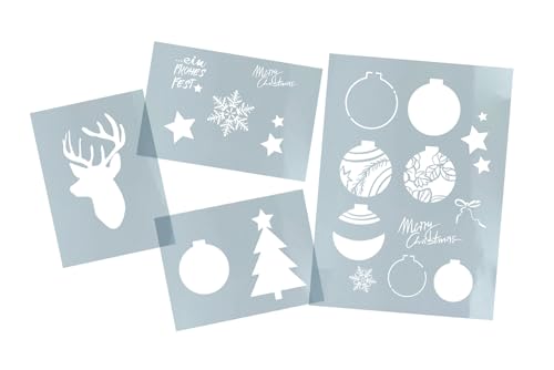 Schablonen Set x-mas Weihnachten - Stencils 4er-Set Weihnachtsschablonen - Malvorlagen Karten Airbrush Küche Backen Weihnachtsdeko - zAcheR-fineT von zAcheR-fineT-design