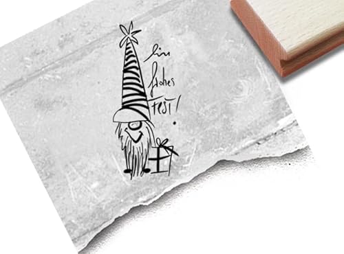 Stempel Ein frohes Fest! mit Wichtel, Gnom - Weihnachtsstempel Weihnachten Karten Weihnachtsgrüße Weihnachtsdeko Tischdeko Scrapbook - zAcheR-fineT von zAcheR-fineT-design