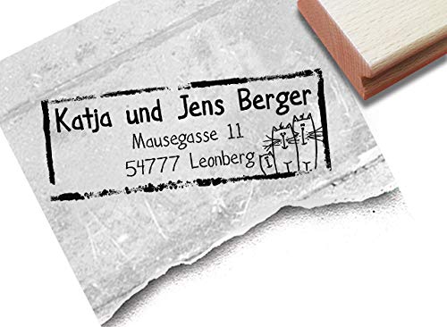 Stempel - Individueller Adressstempel KATZEN-Familie - Familienstempel personalisiert Name Adresse Tier, Geschenk - zAcheR-fineT von zAcheR-fineT-design