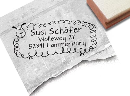 Stempel Individueller Adressstempel SCHAF Schäfchen - Kinderstempel personalisiert Name Adresse Tier, Kita Schule Geschenk für Kinder - zAcheR-fineT von zAcheR-fineT-design