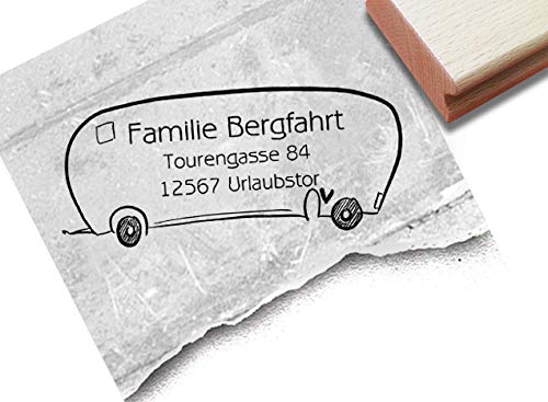 Stempel Individueller Adressstempel WOHNWAGEN Caravan - Familienstempel personalisiert Name Adresse, Urlaub Reise Camping Reise - zAcheR-fineT von zAcheR-fineT-design