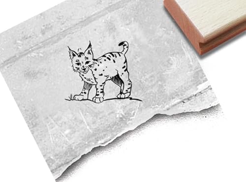 Stempel Luchs II - Tierstempel Raubkatze Lynx - Motivstempel Luchsstempel - Kita Kinderzimmer Schule Basteln Deko Geschenk für Kinder - zAcheR-fineT (klein ca. 28 x 25 mm) von zAcheR-fineT-design