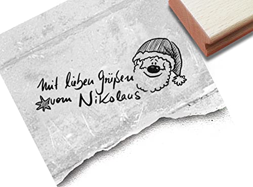 Stempel Mit lieben Grüßen vom Nikolaus - Textstempel Weihnachtszeit 6.Dezember Karten Geschenkanhänger Basteln Weihnachtsdeko Scrapbook- zAcheR-fineT von zAcheR-fineT-design