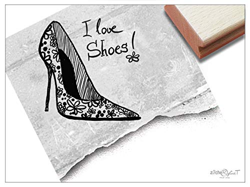 Stempel - Motivstempel I LOVE SHOES! Schuh Damen-Pumps - Bildstempel Karten Servietten Basteln Design Mode Kunst Artjournal Deko - von zAcheR-fineT von zAcheR-fineT-design