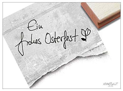 Stempel Osterstempel EIN FROHES OSTERFEST handschriftlich mit Tulpe - Textstempel Ostern Karten Geschenkanhänger Geschenk Osterdeko - zAcheR-fineT von zAcheR-fineT-design