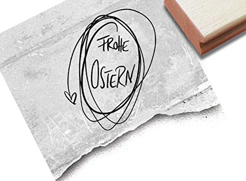 Stempel Osterstempel Frohe Ostern Handschrift im Osterei - Textstempel Osterfest, Karten Geschenkanhänger Geschenk Osterdeko Scrapbook - zAcheR-fineT von zAcheR-fineT-design