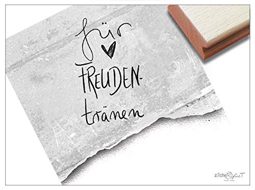 Stempel Textstempel FÜR FREUDENTRÄNEN Handschrift mit Herz - Schriftstempel Glückwünsche Hochzeit, Karten Gastgeschenke Tischdeko- zAcheR-fineT von zAcheR-fineT-design