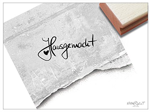 Stempel - Textstempel HAUSGEMACHT mit Herz handschriftlich - Schriftstempel für Etiketten Geschenkanhänger Karten zum Geburtstag - von zAcheR-fineT von zAcheR-fineT-design