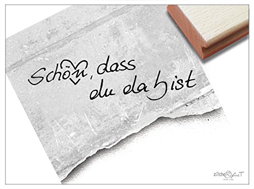 Stempel - Textstempel SCHÖN, DASS DU DA BIST ♡ handschriftlich - Toller Schriftstempel für Herzensangelegenheiten :) - schlicht und zeitlos - von zAcheR-fineT von zAcheR-fineT-design