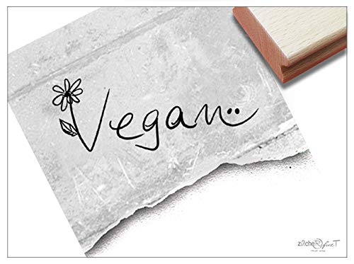 Stempel Textstempel VEGAN in Handschrift - Schriftstempel Ernährung Tierschutz Karten Etiketten Geschenk Scrapbook Deko - zAcheR-fineT von zAcheR-fineT-design