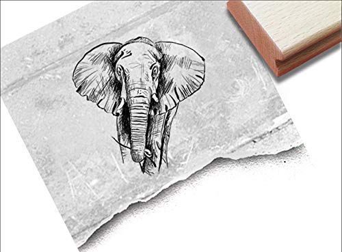 Stempel Tierstempel Elefant - 3 Größen - Motivstempel Karten Basteln Kunst Deko Scrapbook Art Journal Bullet Stamp Schule Geschenk - zAcheR-fineT (mittel ca. 75 x 79 mm) von zAcheR-fineT-design