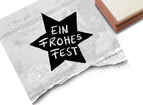 Stempel - Weihnachtsstempel EIN FROHES FEST im Stern - Textstempel Weihnachten, Karten Geschenkanhänger Servietten Deko Geschenk - zAcheR-fineT von zAcheR-fineT-design