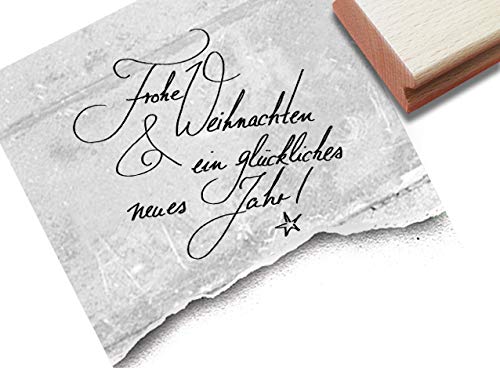 Stempel Frohe Weihnachten & ein glückliches neues Jahr! - Weihnachtsstempel Textstempel Handschrift - Karten Tischdeko Weihnachtsdeko - zAcheR-fineT von zAcheR-fineT-design