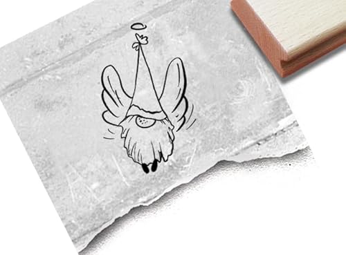 Stempel Weihnachtsstempel Wichtel, Gnom mit Flügel - Motivstempel Weihnachten Geschenkanhänger Weihnachtsdeko Tischdeko Scrapbook - zAcheR-fineT von zAcheR-fineT-design