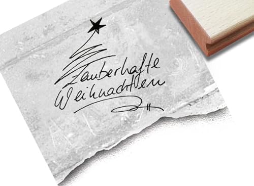 Stempel Weihnachtsstempel ZAUBERHAFTE WEIHNACHTEN Handschrift - Schriftstempel Karten Geschenkanhänger Geschenk Weihnachtsdeko - zAcheR-fineT von zAcheR-fineT-design