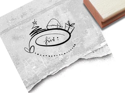 Stempel für: - Etiketten Stempel zum selbst beschriften - Geschenkanhänger zu Weihnachten - Weihnachtsstempel Baum Wichtel Geschenk - zAcheR-fineT (groß ca. 57 x 42 mm) von zAcheR-fineT-design