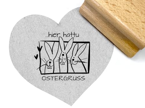 zAcheR-fineT-Design STEMPEL Osterstempel mit Osterhase, lustige OstergrüßeText - Holzstempel Ostern, Karten basteln Geschenkanhänger Scrapbook von zAcheR-fineT-design