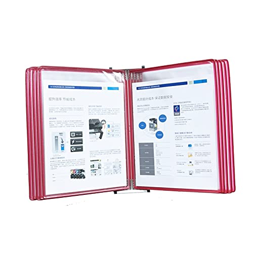 Wandmontierter Aktenhalter, Katalog-Ausstellungsständer zur Wandmontage - Referenz- und Anzeigesystem zur Wandmontage, 10 doppelseitige Paneele, wandmontierter Seitenumblätterordner, transparenter A4- von zKbaoFCzX